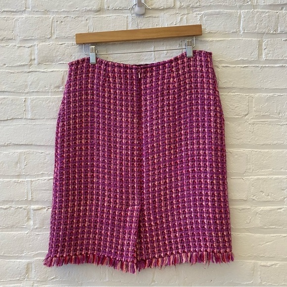 Tibi || Tweed Pencil Skirt Pink Red 10 - Picture 3 of 6